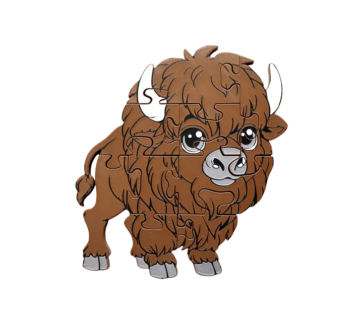 Bison Jigsaw Puzzle, 3D Printed Educational Toy for Kids, Montessori Learning, Screen-Free Play product image (1)