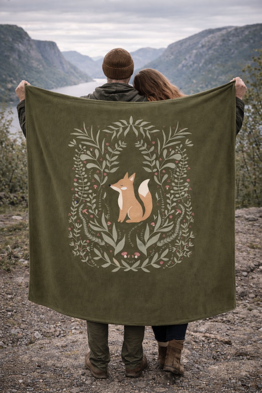 WOODLAND FOX AND FERNS FLEECE BLANKET IN THREE SIZES product image (1)