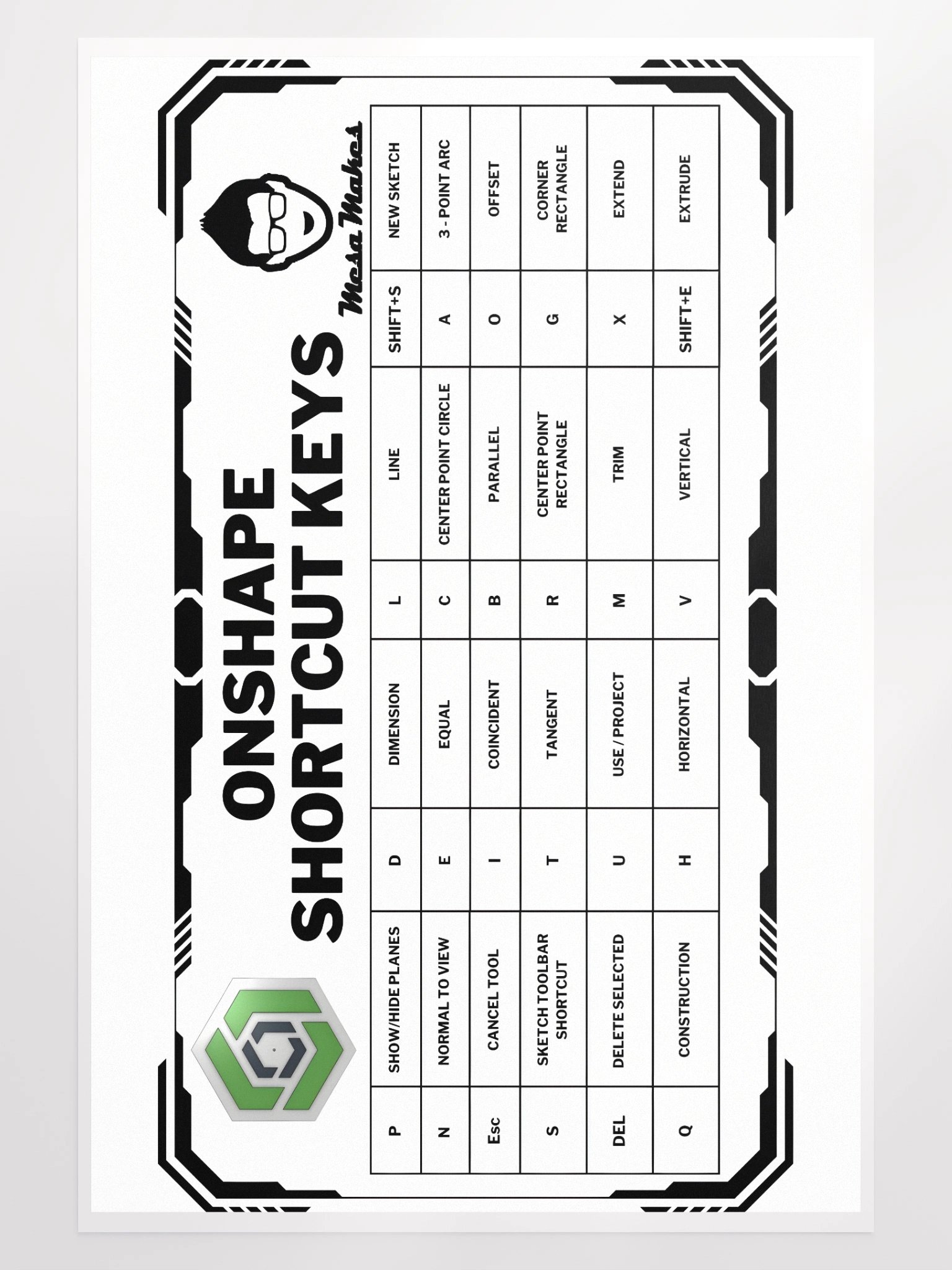 Mesa Makes a Poster for Onshape Shortcuts product image (1)