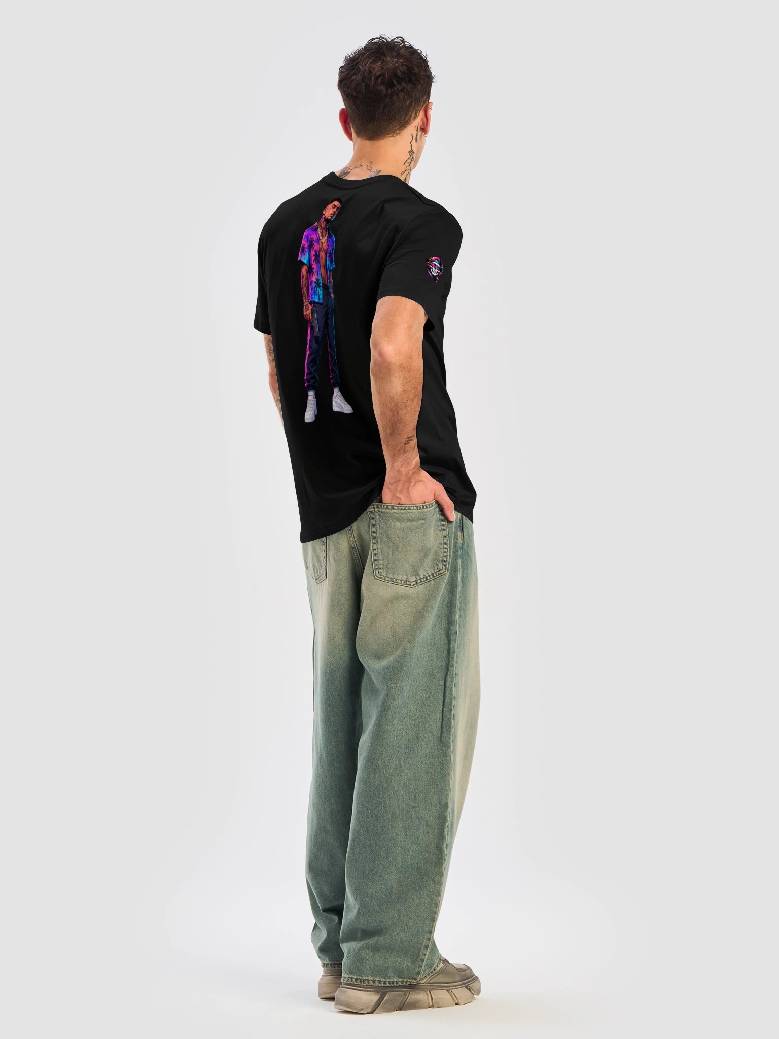 Tattooed Palm-Print Gunman Graphic Tee product image (80)