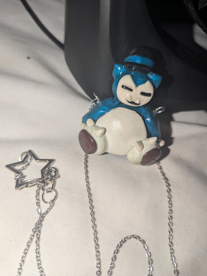 Handmade Snorlax Necklace with Top Hat product image (2)