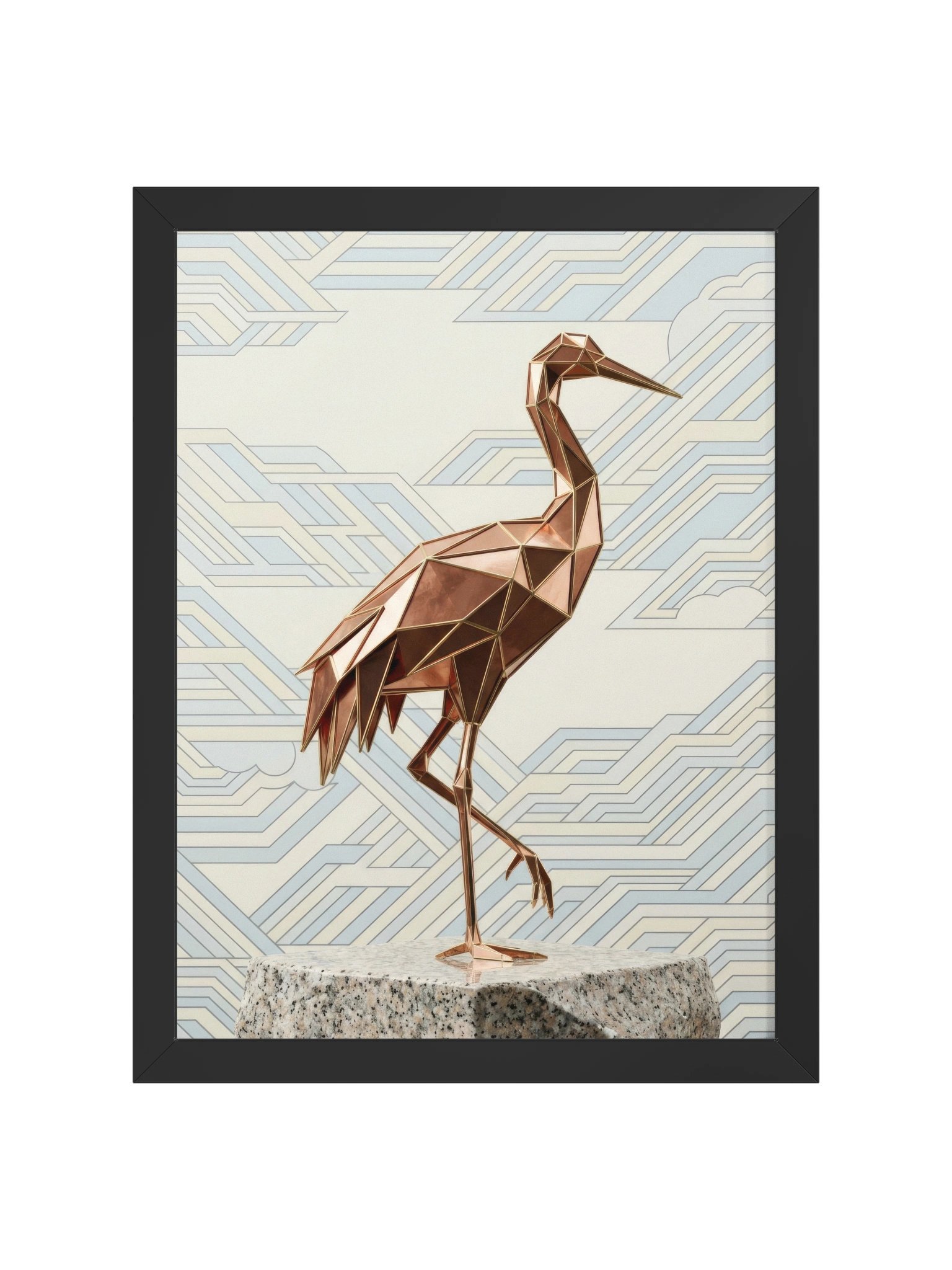 Geometric Metallic Bird Framed Poster - Neo-Deco Wall Art product image (1)