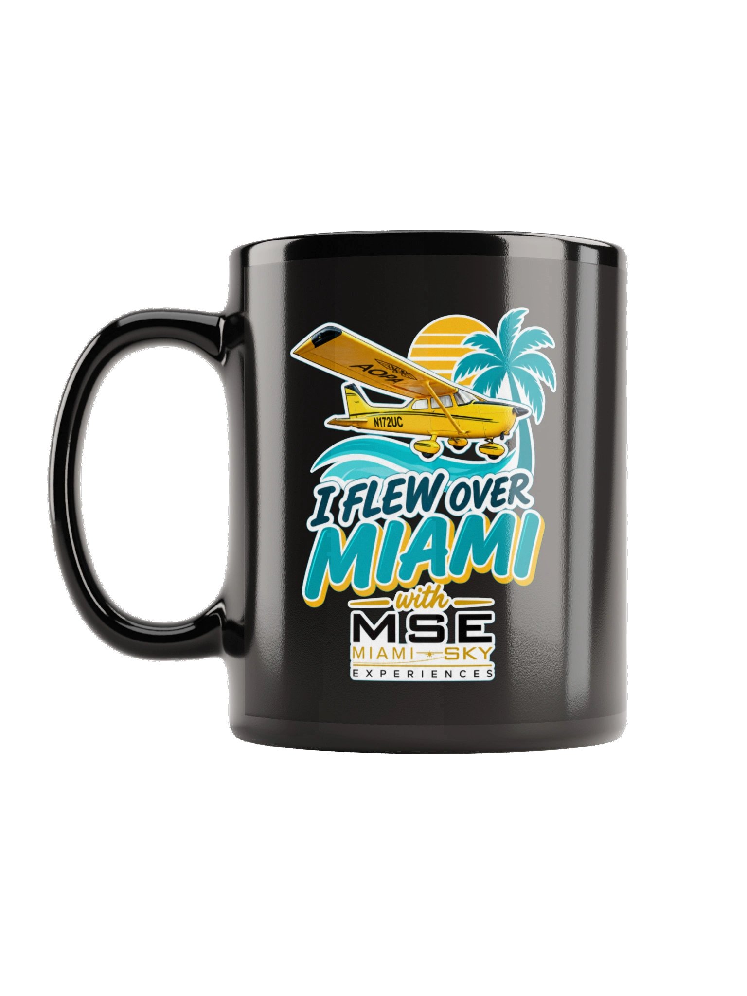 I Flew Over Miami Black Mug — MSE Aviation Souvenir product image (1)
