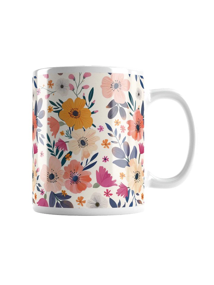 Multicolor Floral White Glossy Ceramic Mug by Treasure Pie product image (1)