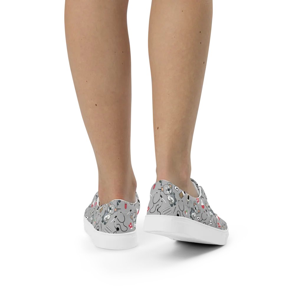 Cute Medical Koala Lace-up Canvas Shoes (Grey) product image (3)