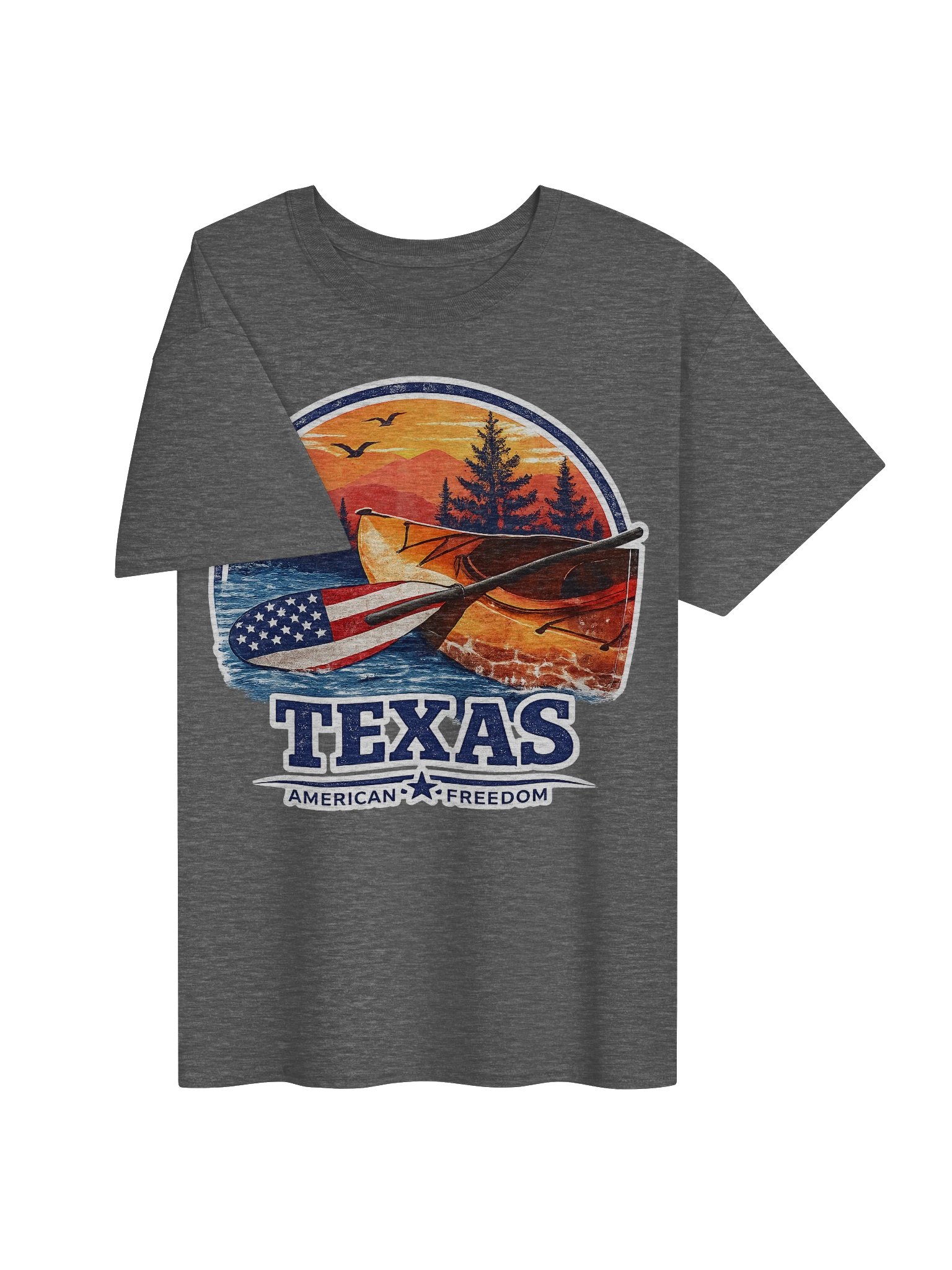Texas Kayak Tee – Paddle Free Edition | American Freedom Gildan 5000 product image (42)