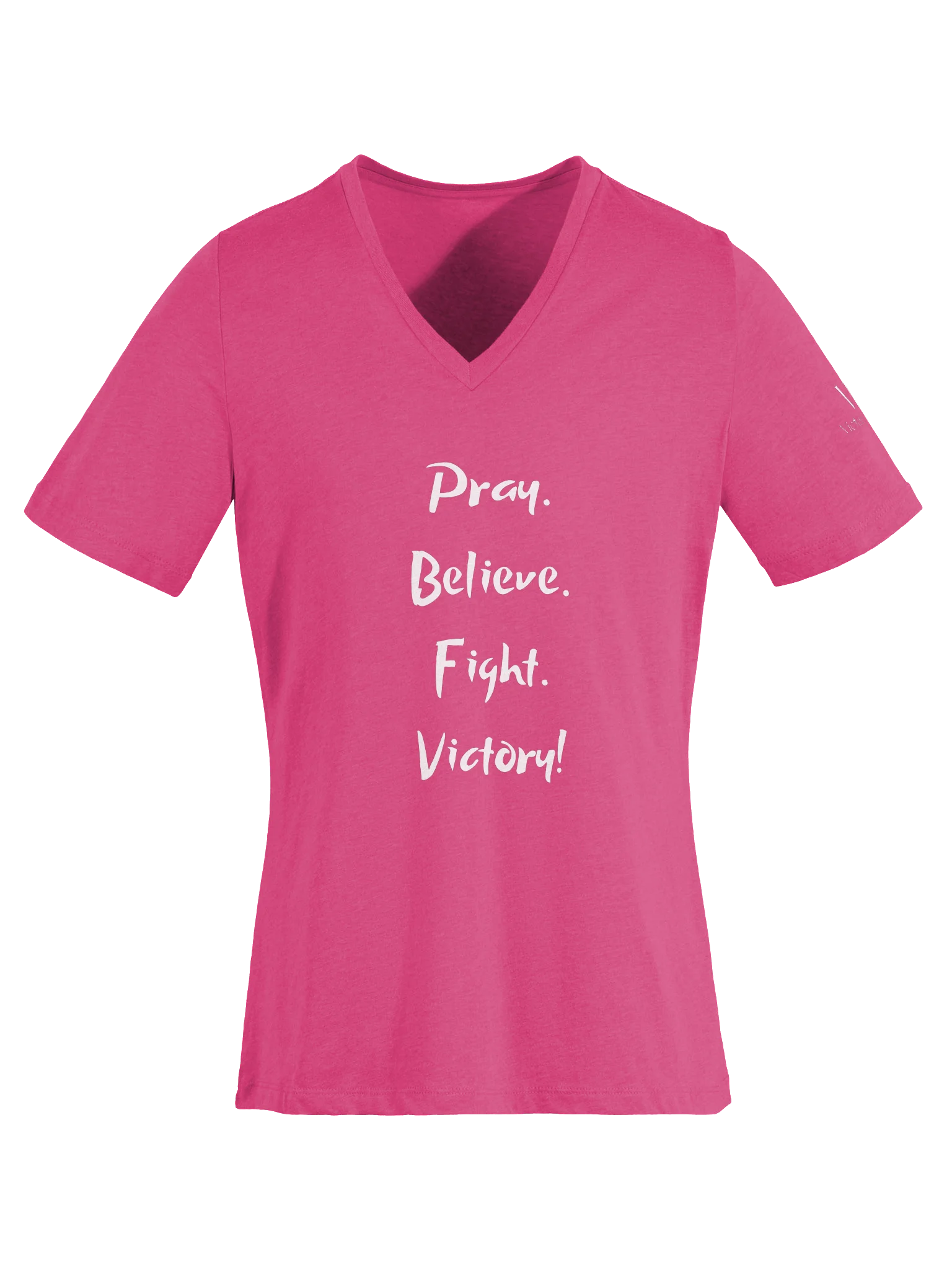 VIP Victory in Prayer Breast Cancer Awareness "Pray, Believe, Fight, Victory!" Womens V-Neck Tee product image (5)