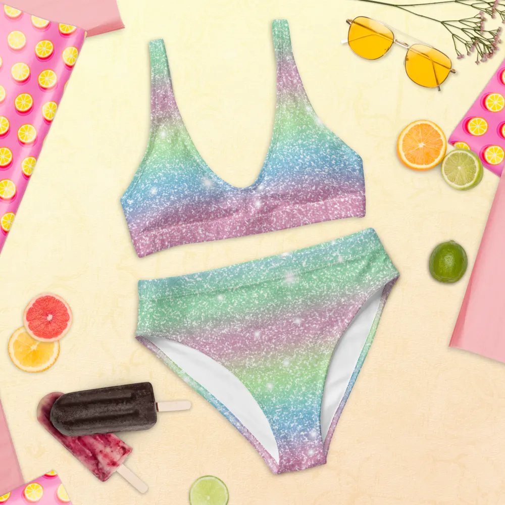 Glitter Unicorn Texture Design High Waisted Bikini (9) product image (12)