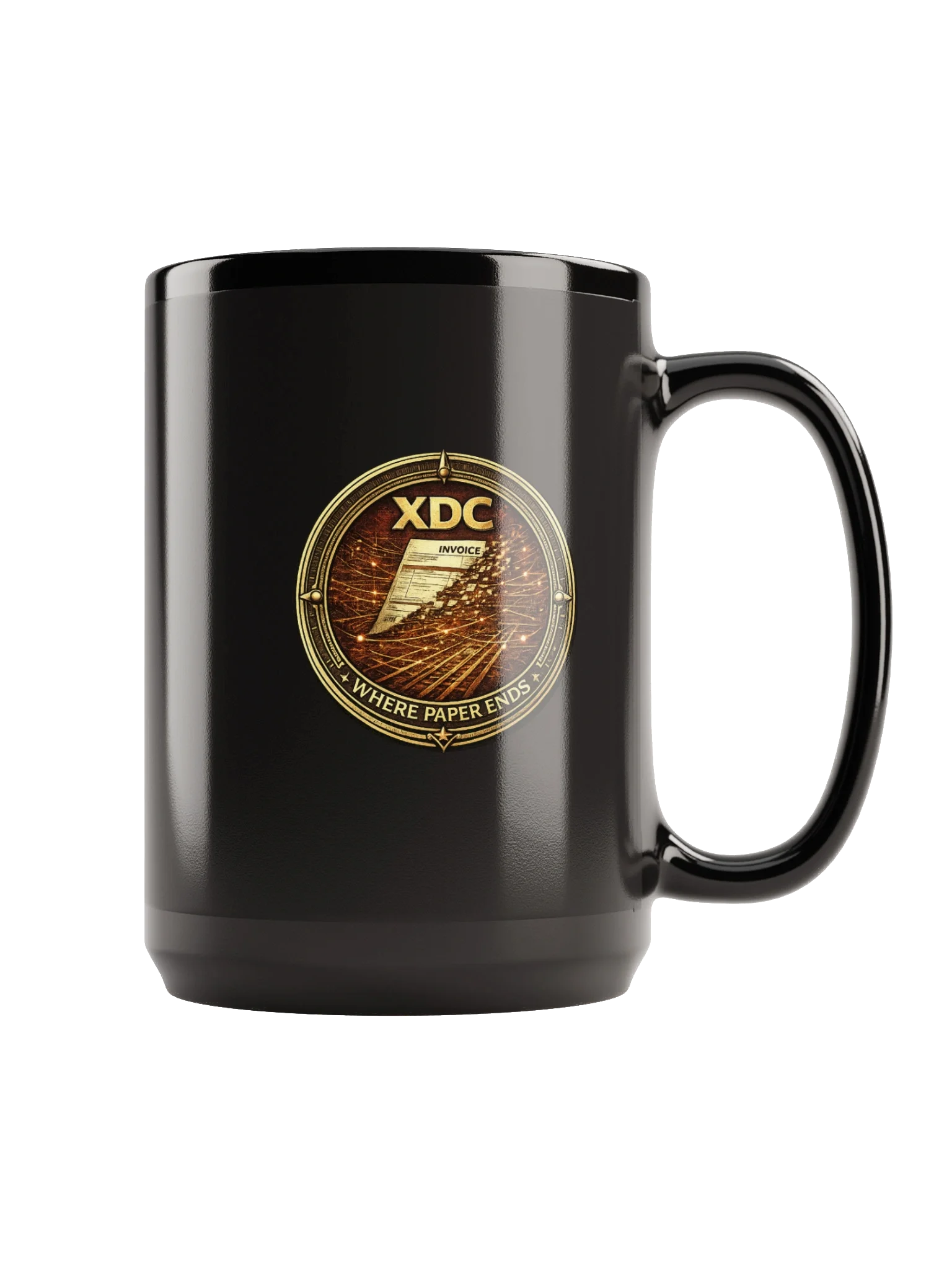 T-Bone Crypto Coin Crest Mug (XDC | Where Paper Ends) | Black