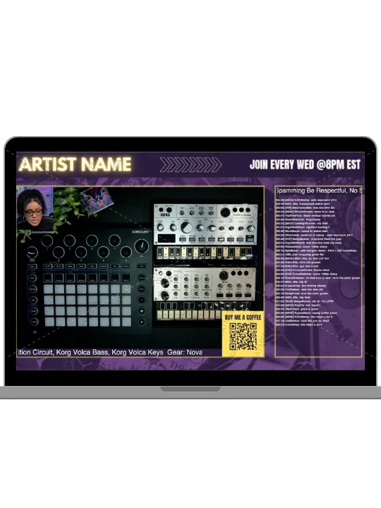 Free Canva Music Stream Overlay Template for Music Creators (Horizontal + Vertical for OBS Studio) product image (1)
