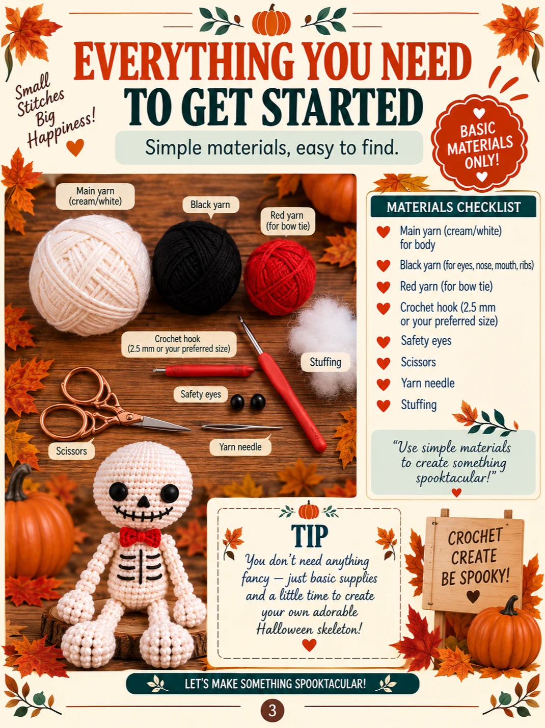 Halloween Skeleton Crochet Pattern PDF | Beginner Amigurumi Tutorial product image (3)