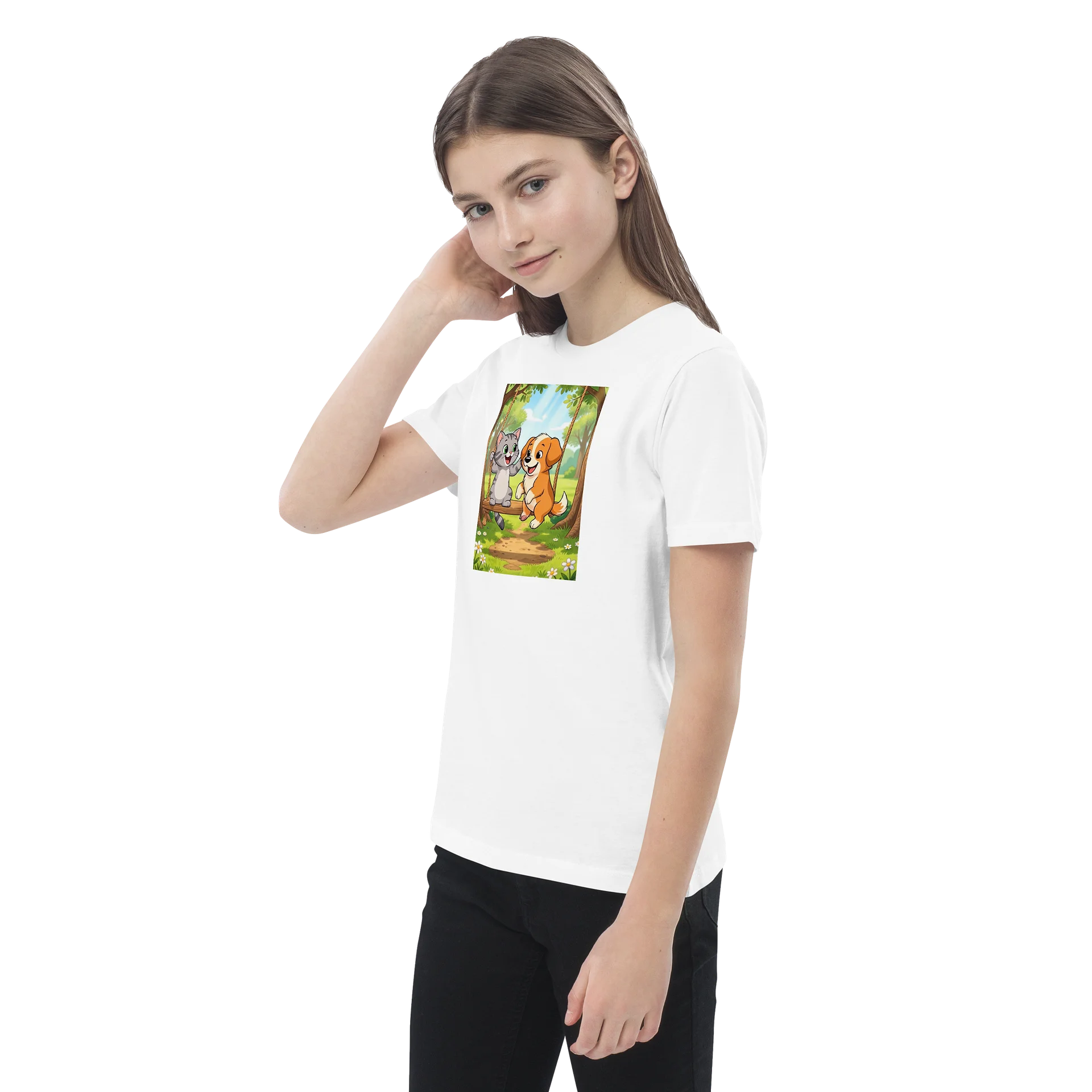 Cat and Puppy Swing Kids Tee product image (4)