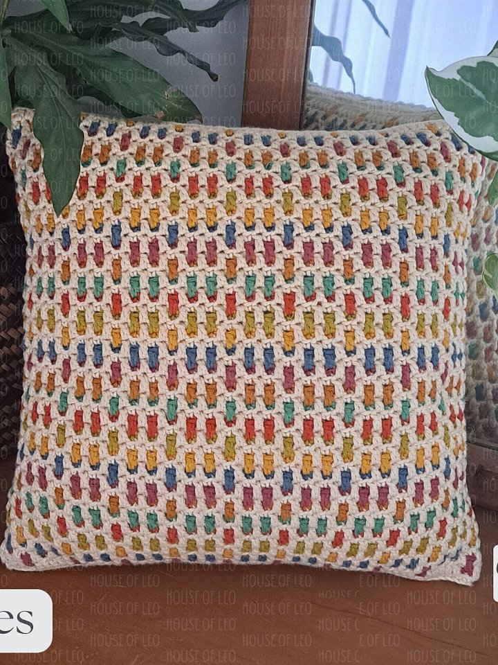 Rainbow Speckle Throw Pillow, Mosaic Crochet Pattern product image (1)