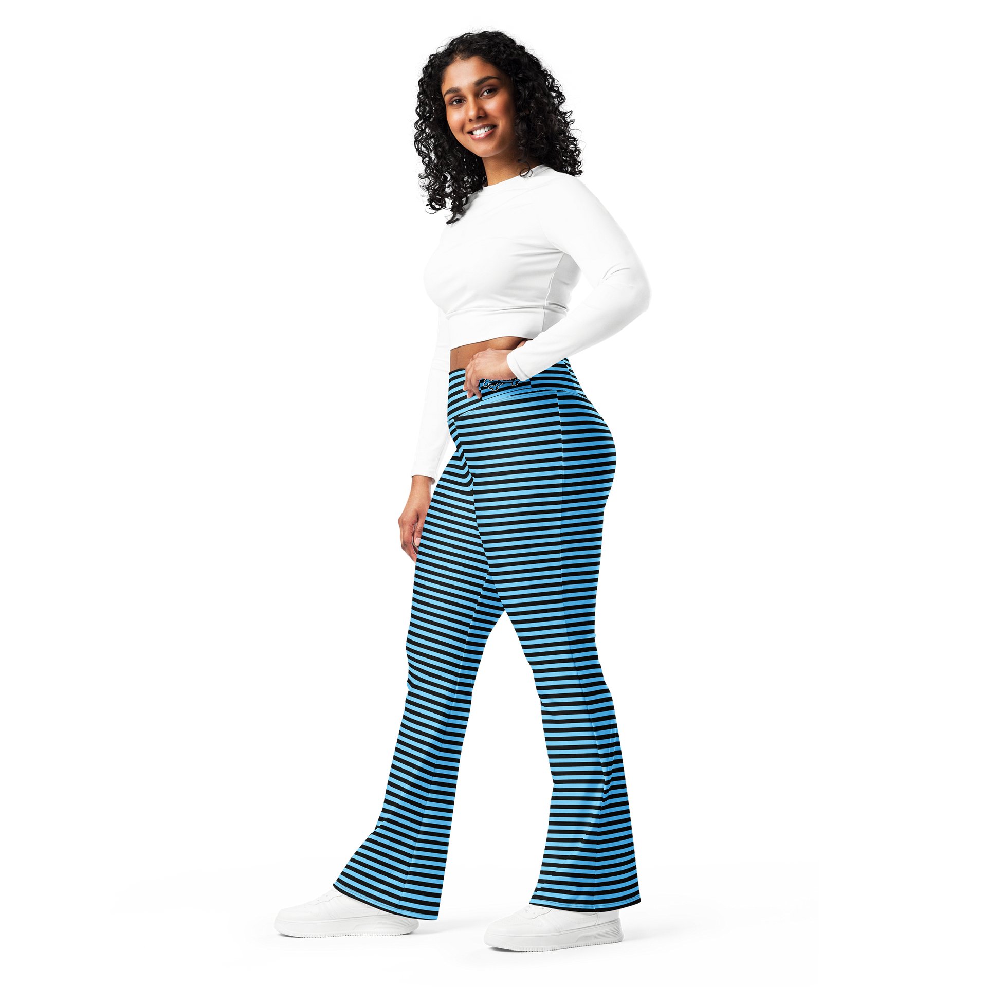 Blue and Blaque Stripped Kat Skull Flares product image (11)