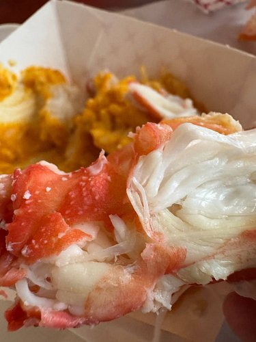 Juneau stop: Tracy's King Crab Shack. Golden king crab bucket, extra large, plus crab bisque over rice. Best Legs in Town is ...