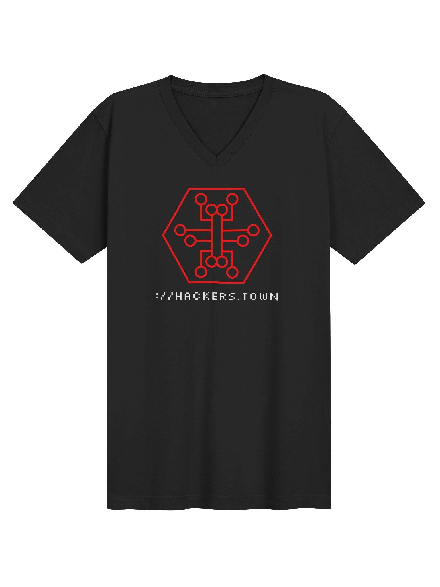 hackers.town v neck, red product image (1)