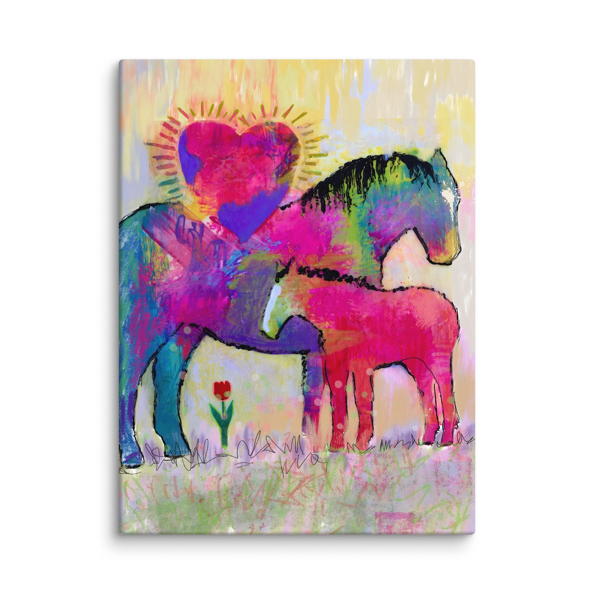 Mare & Foal Heart Love Art Canvas product image (1)