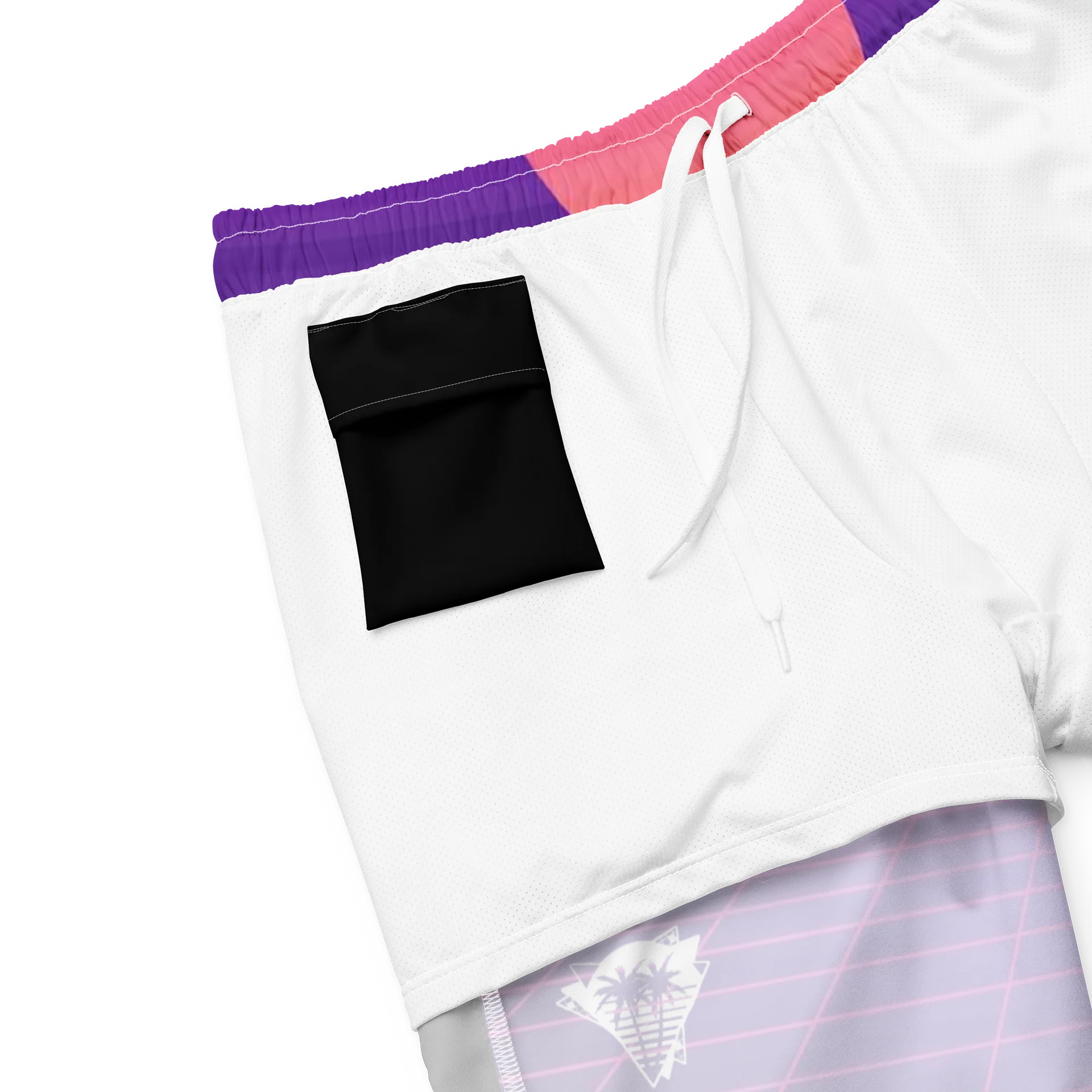 SUNSET SYNTHWAVE GRID SURFBOARD SHORT SWIM TRUNKS product image (8)