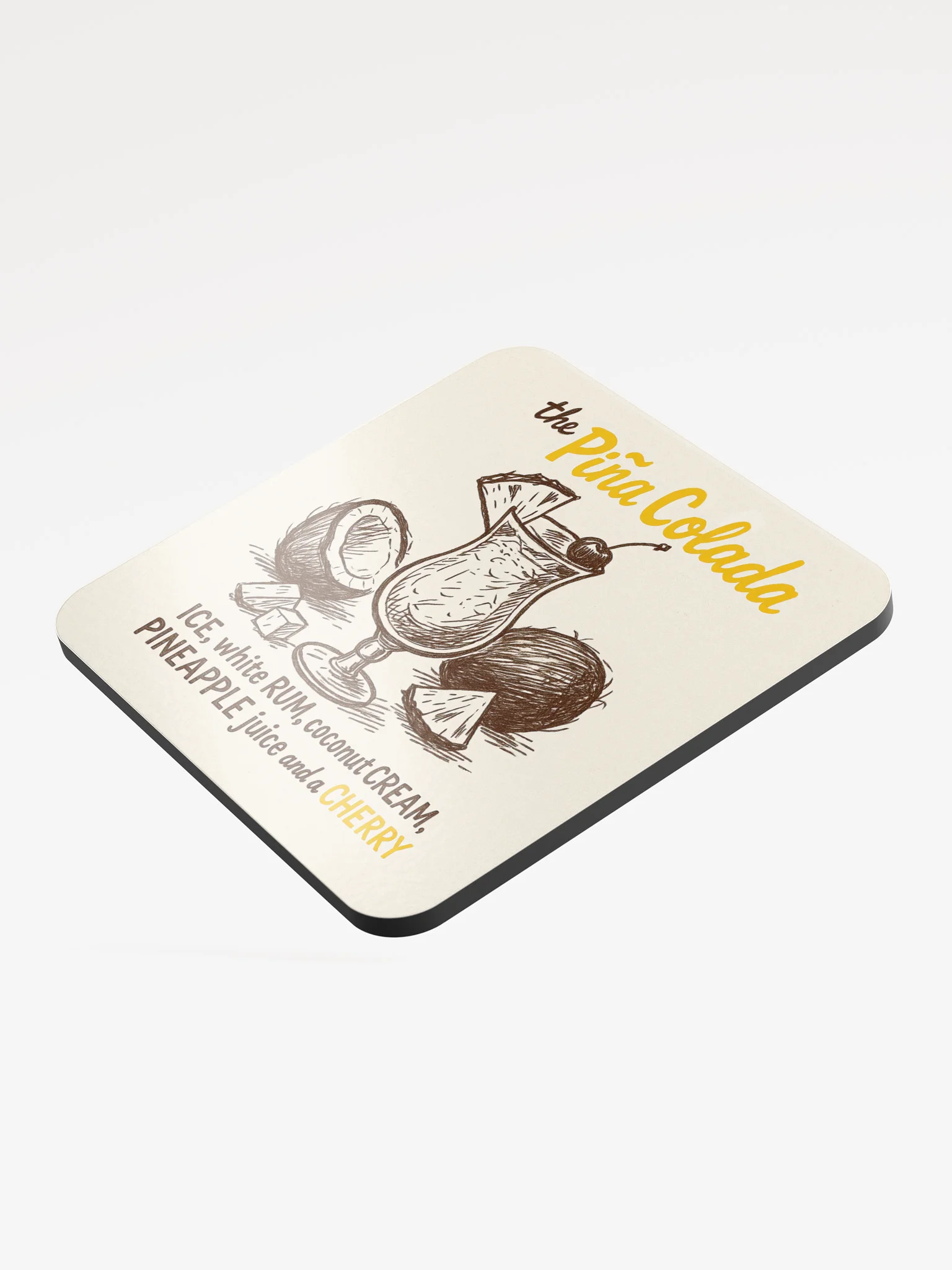 Piña Colada Cocktail Coaster – Tropical Bar Cart Decor product image (3)