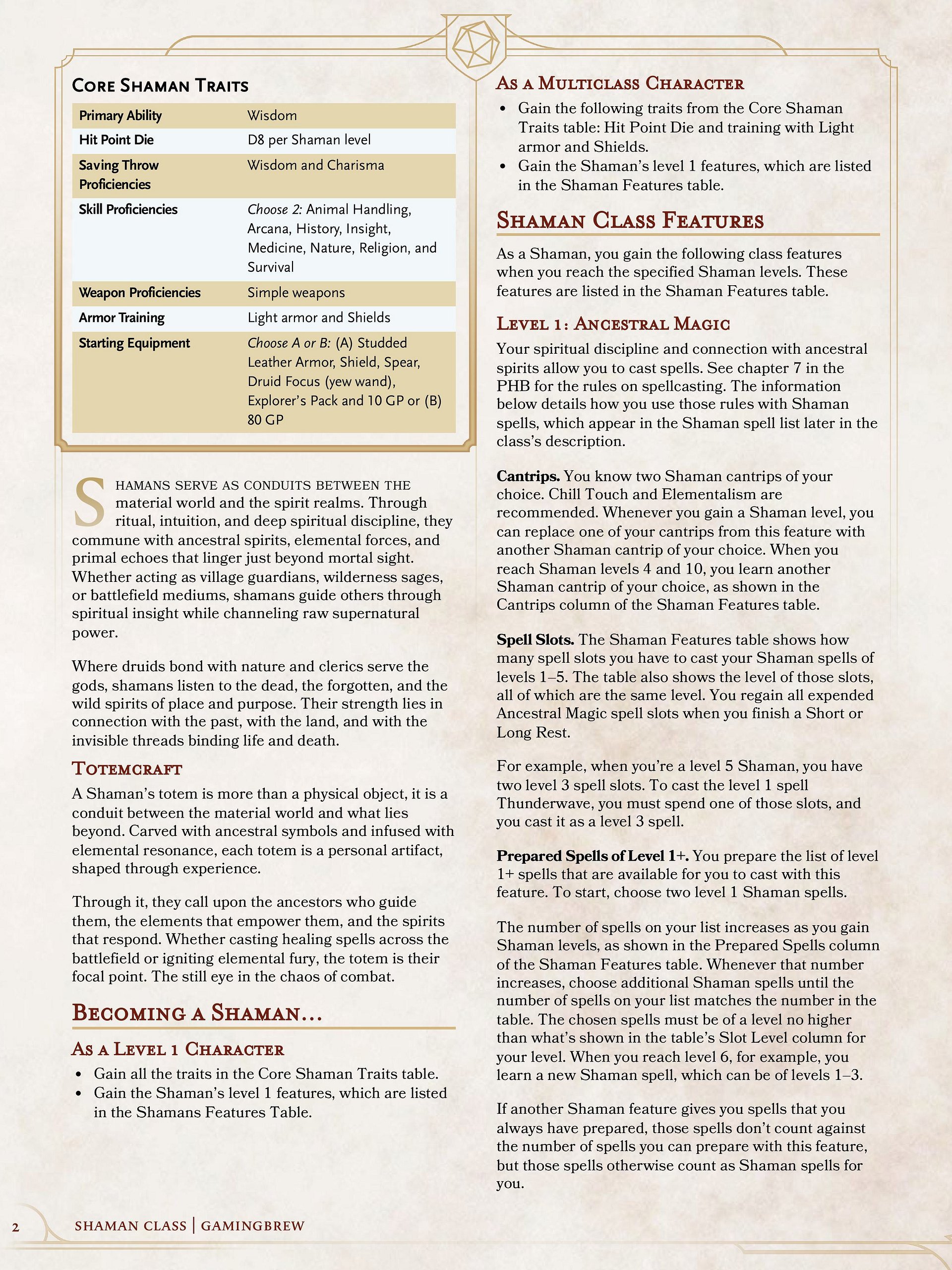 Shaman 5E & 5.5E Class product image (3)