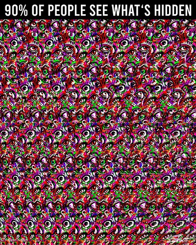 It's one of my Stereogram designs and it stings that not all people see what's hidden in this image.