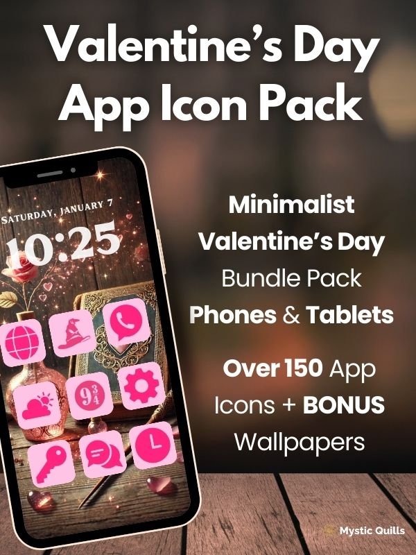 Magical Valentine's Day Aesthetic Minimalist App Icon Pack for Phones and Tablets Android and IOS product image (1)