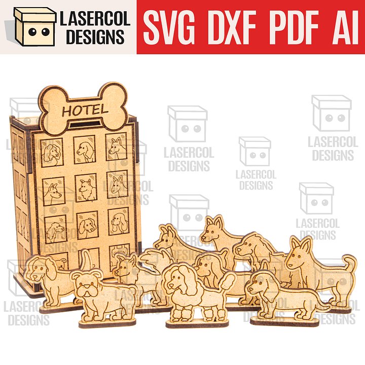 Dog Hotel Box Paint Kit DIY Cut Outs - Laser Cut Files product image (1)