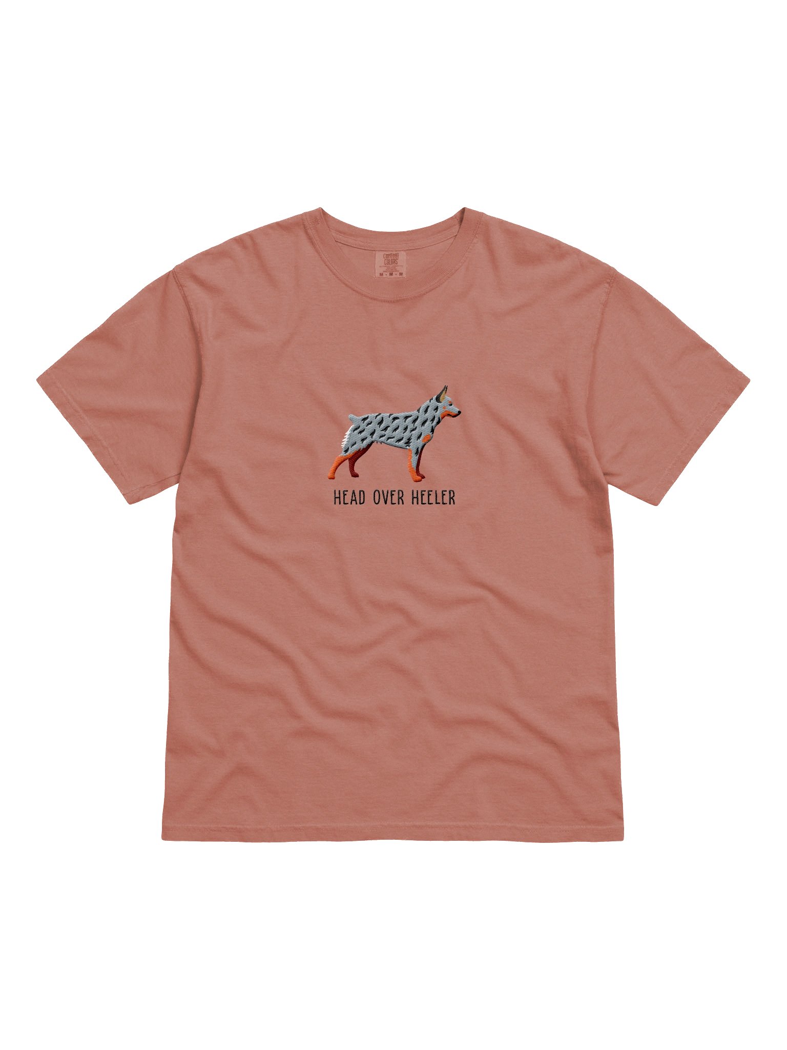 Head Over Heeler T-Shirt(Embroidered) of an Australian Cattle Dog(Blue Heeler 2, Docked Tail) product image (4)