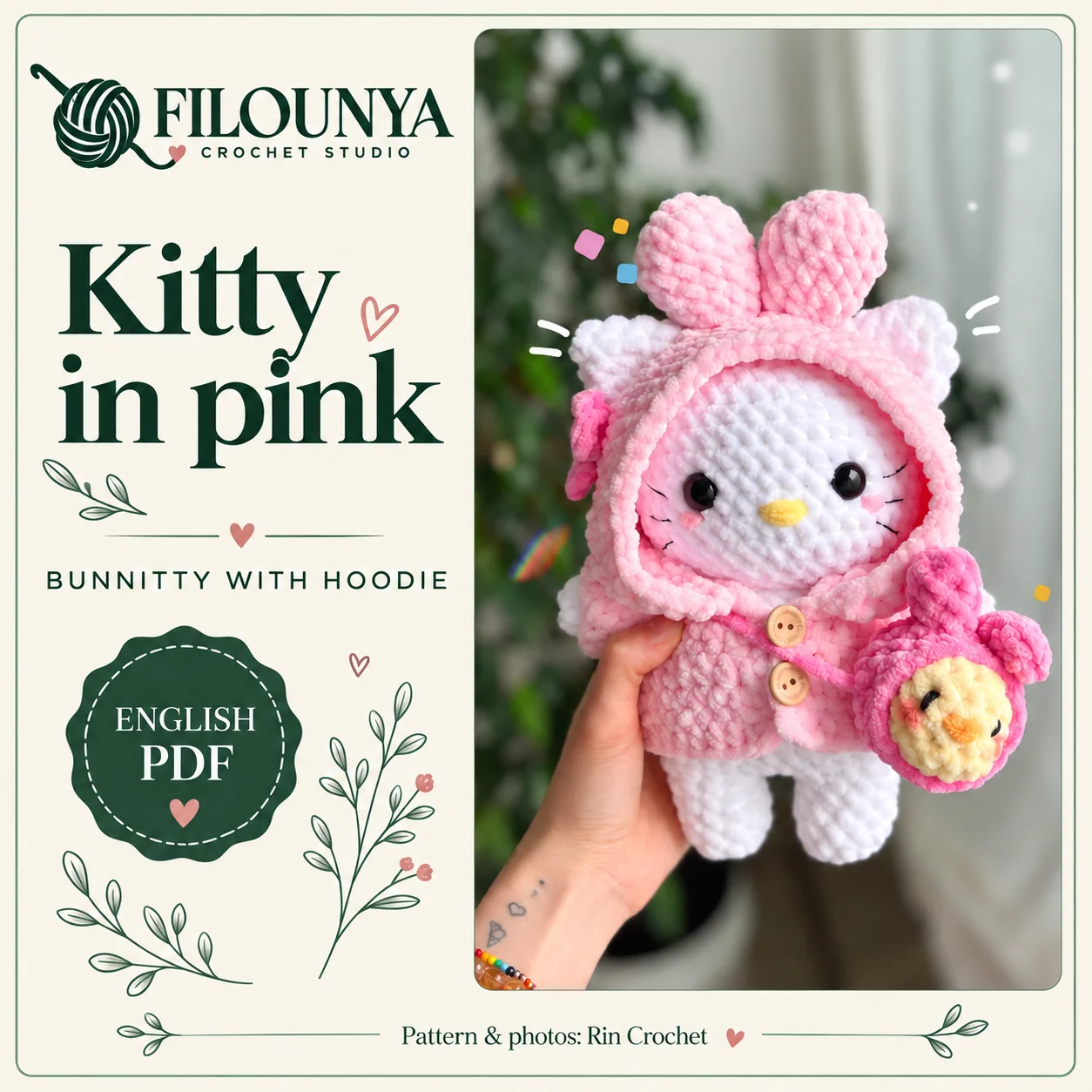 Bunnitty with Hoodie - Bunny & Kitty Crochet Pattern | English PDF product image (3)