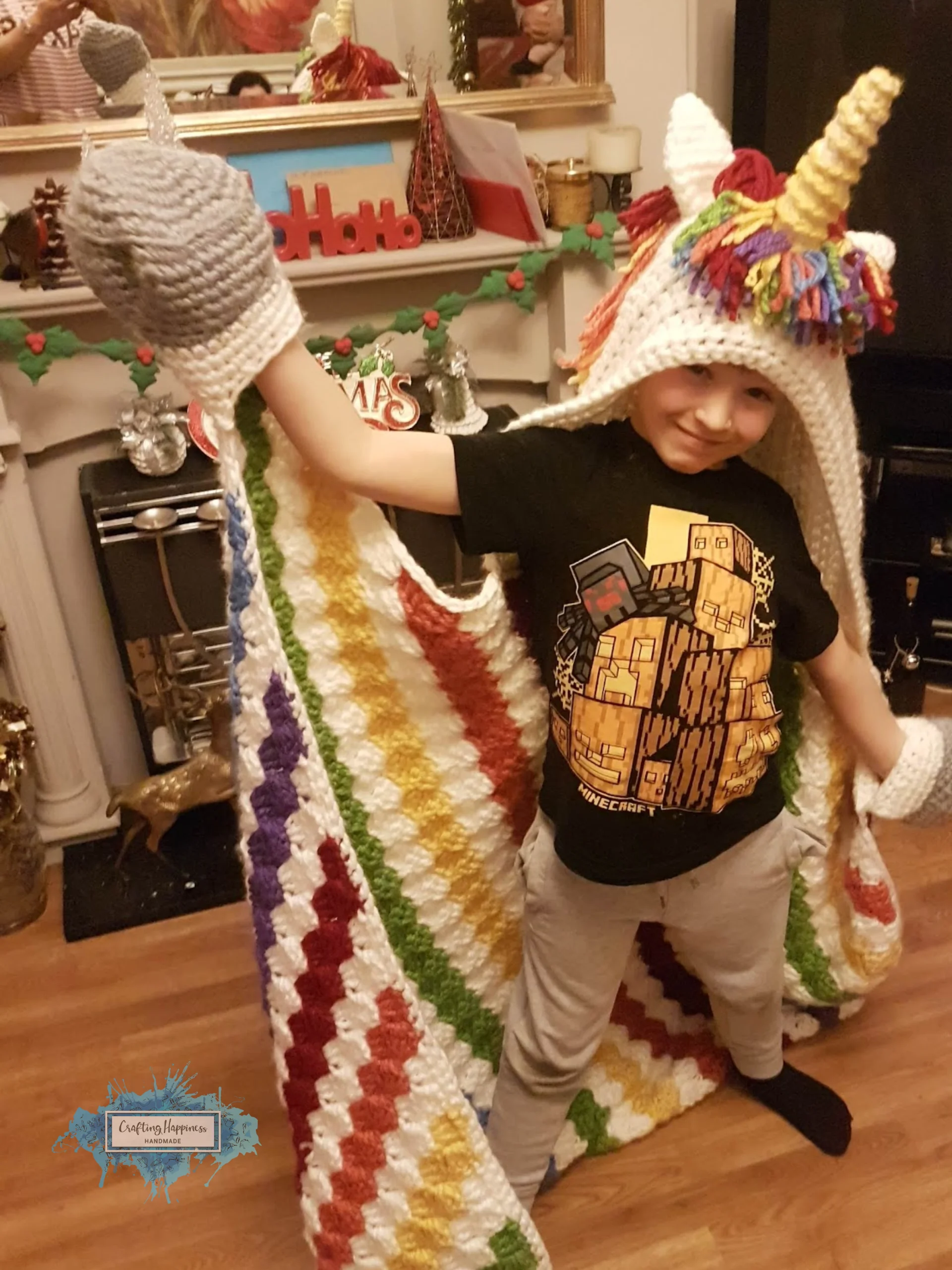 Rainbow Unicorn Hooded Blanket Crochet Pattern, Kids & Adults (PDF Pattern) product image (4)