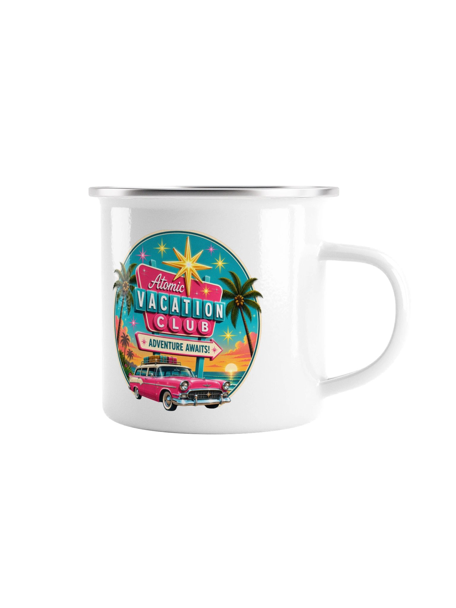 🖐 Atomic Vacation Club Retro Enamel Camp Mug | Left-Handed Edition product image (1)