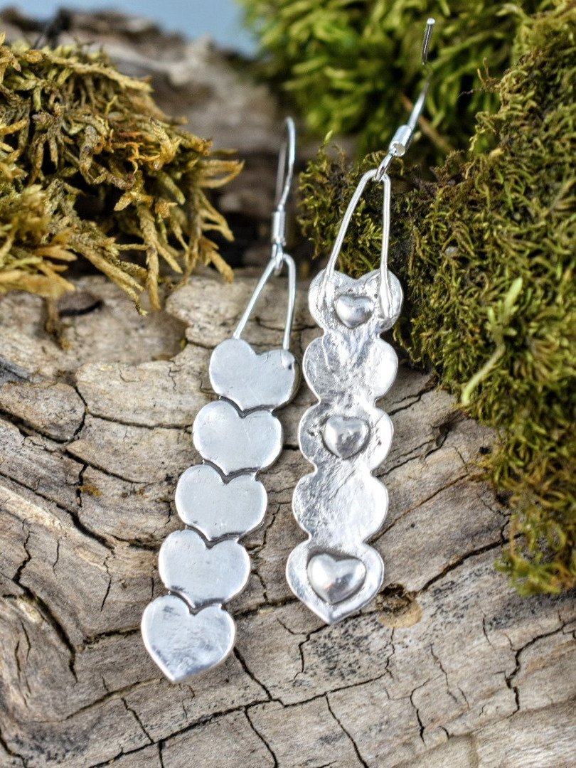 Stacked Hearts Sterling Silver Earrings – A Love That Grows product image (2)