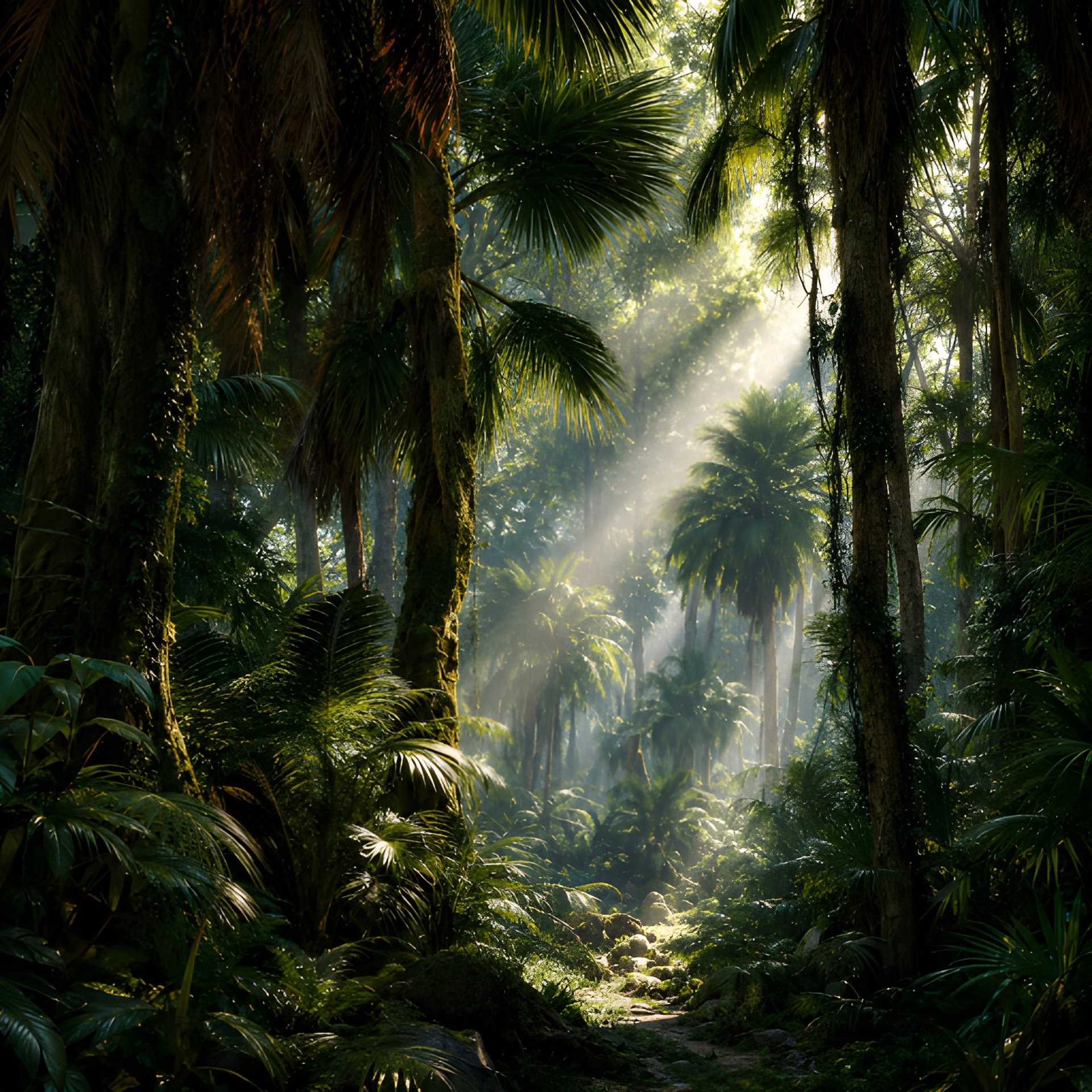 Sunlit Jungle Path Tropical Rainforest Wall Art Digital Printable Download product image (2)
