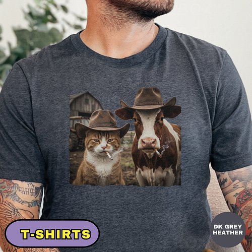 This hilarious Cowboy Cat and Cow graphic design is the perfect blend of Western style, country humor, and quirky farm life. ...