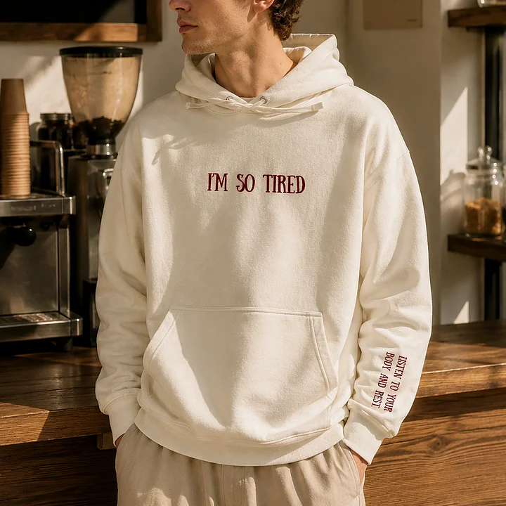 I’m So Tired Embroidered Hoodie product image (1)