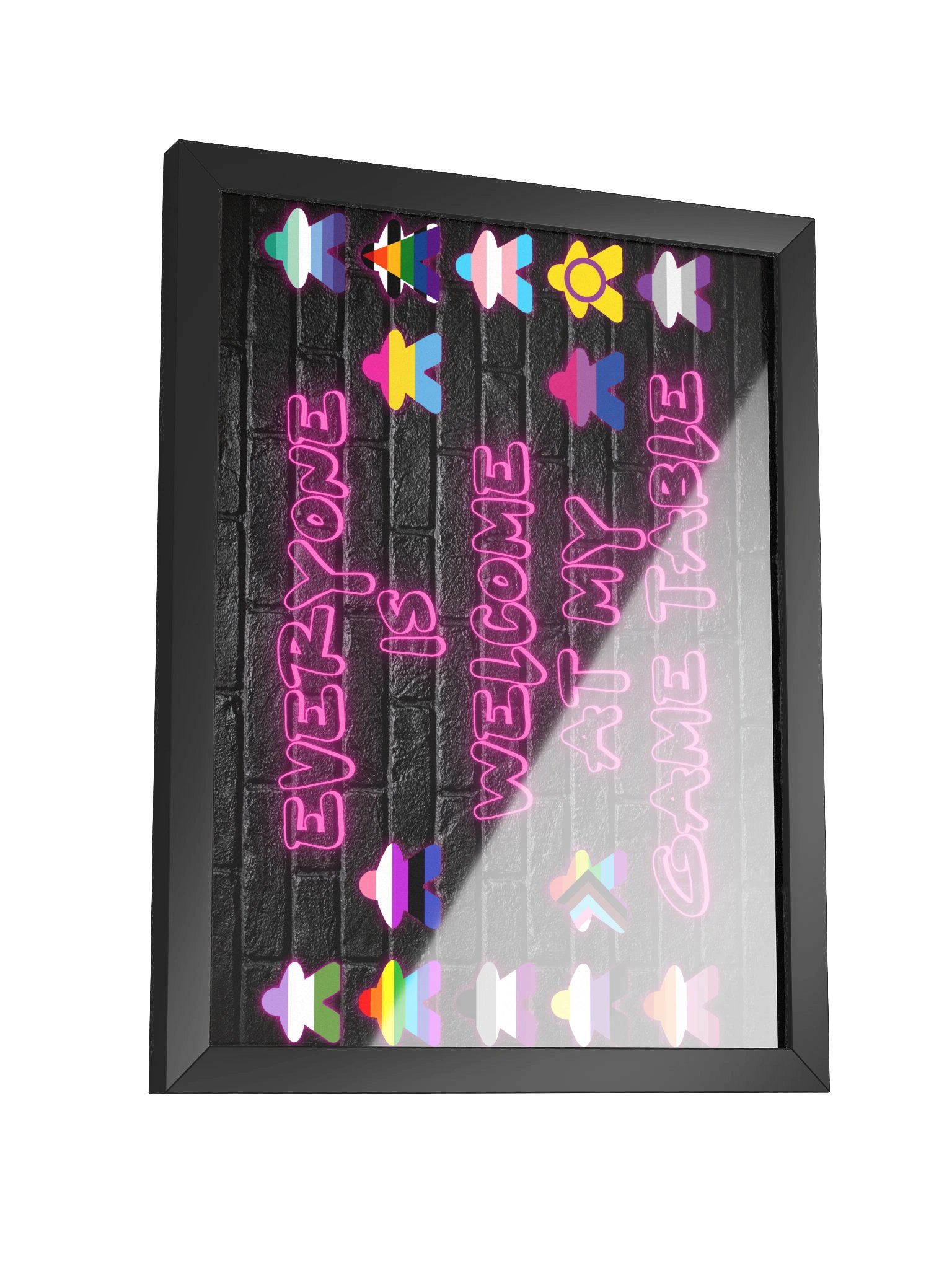 Pride Flag Meeples Inclusive Board Game Room Neon Sign - FRAMED product image (10)