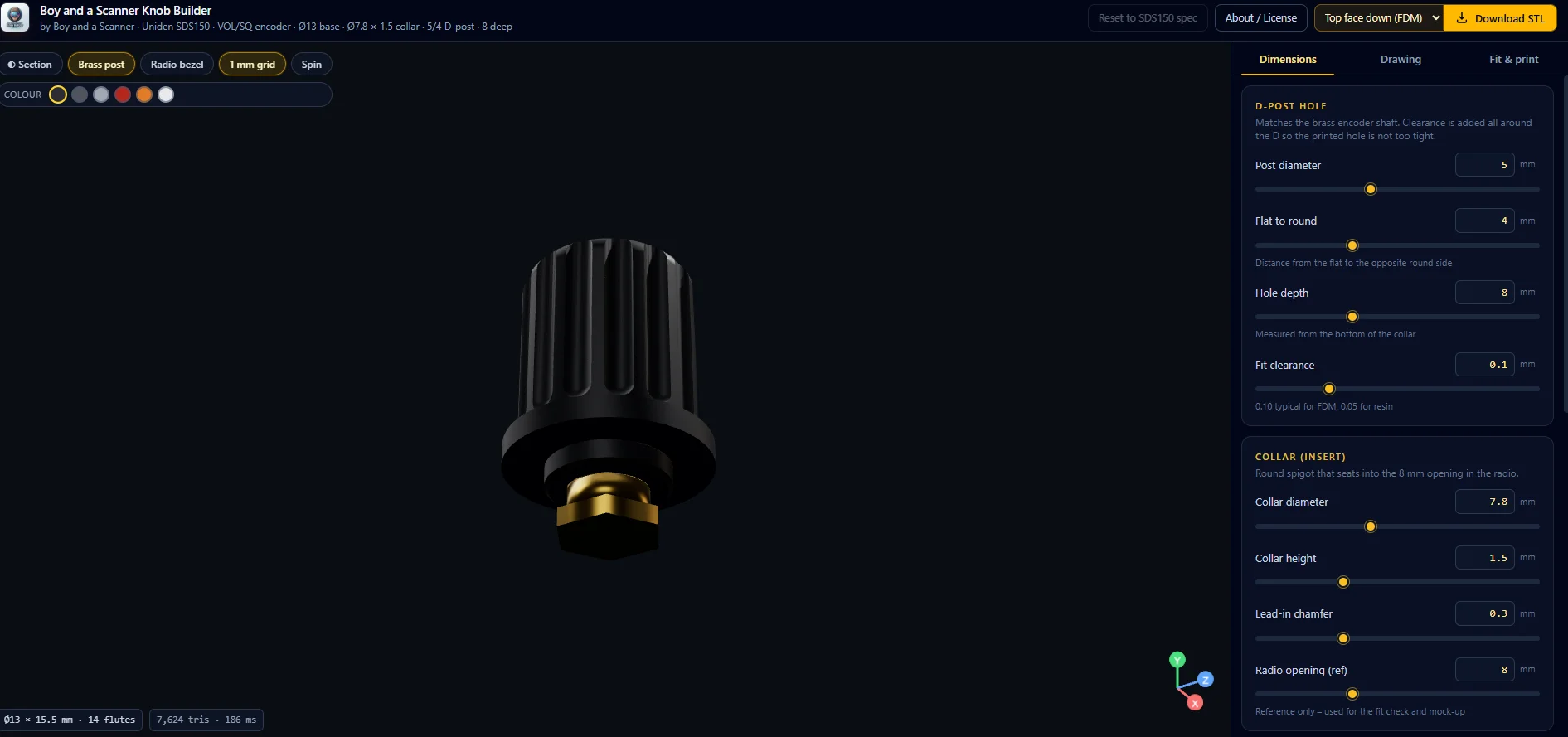 Boy and a Scanner Knob Builder (Uniden SDS150 STL Designer) product image (3)