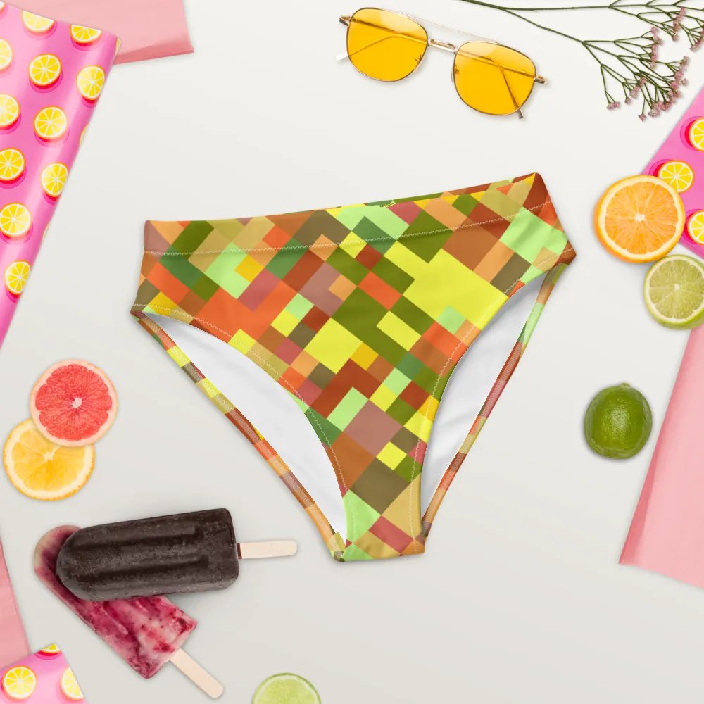 Colorful Mosaic Pattern Design High Waisted Bikini Bottom - v2 product image (8)