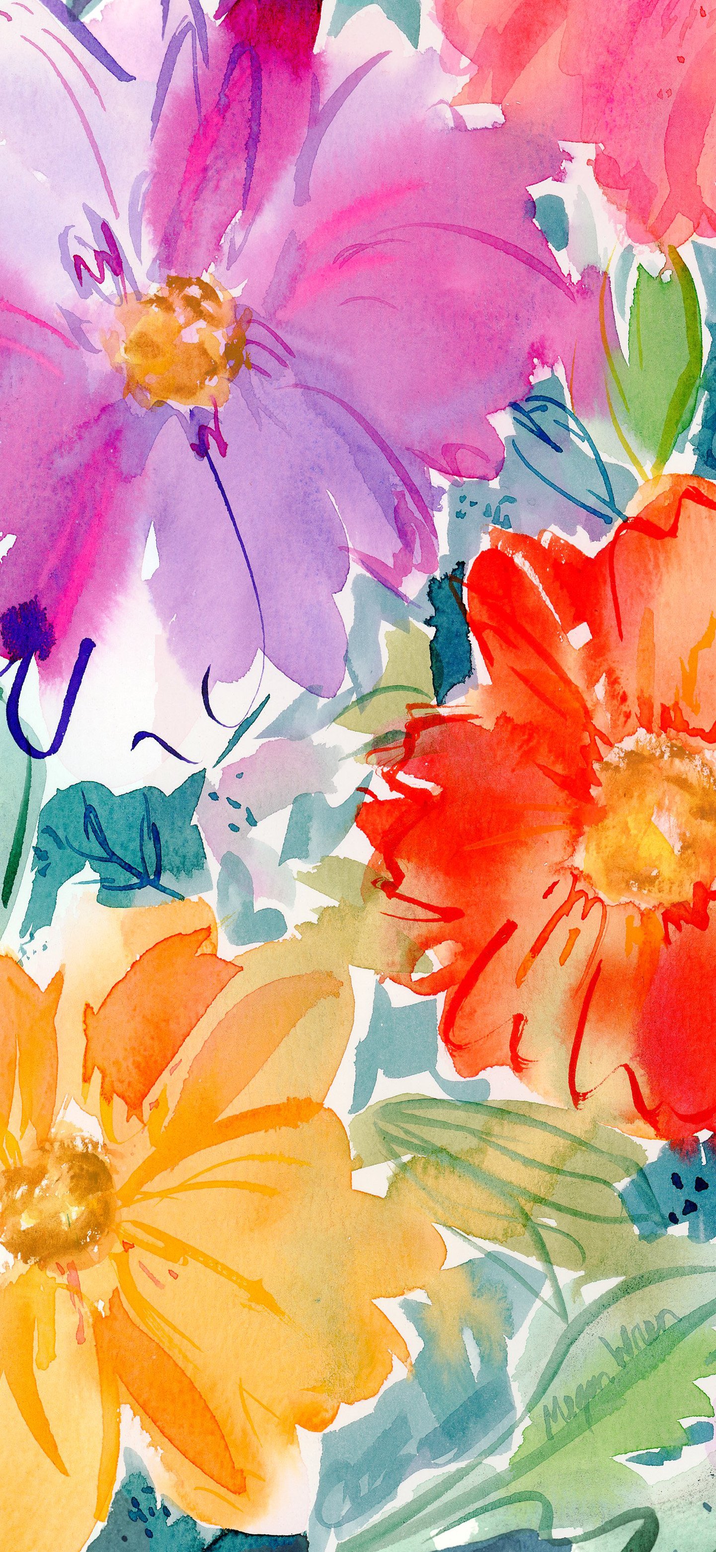 Bright Bloom Bundle - 3 Original Watercolor Phone Wallpapers product image (5)