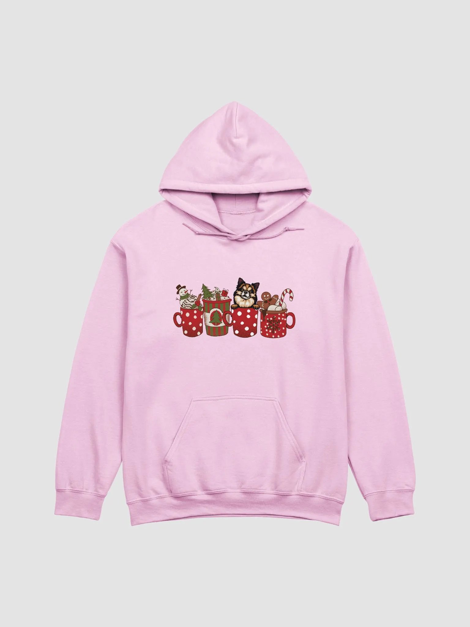 Cute Longhaired Chihuahua in a Christmas Cup Hooded Sweatshirt | Funny Christmas Pup in a Cup product image (9)