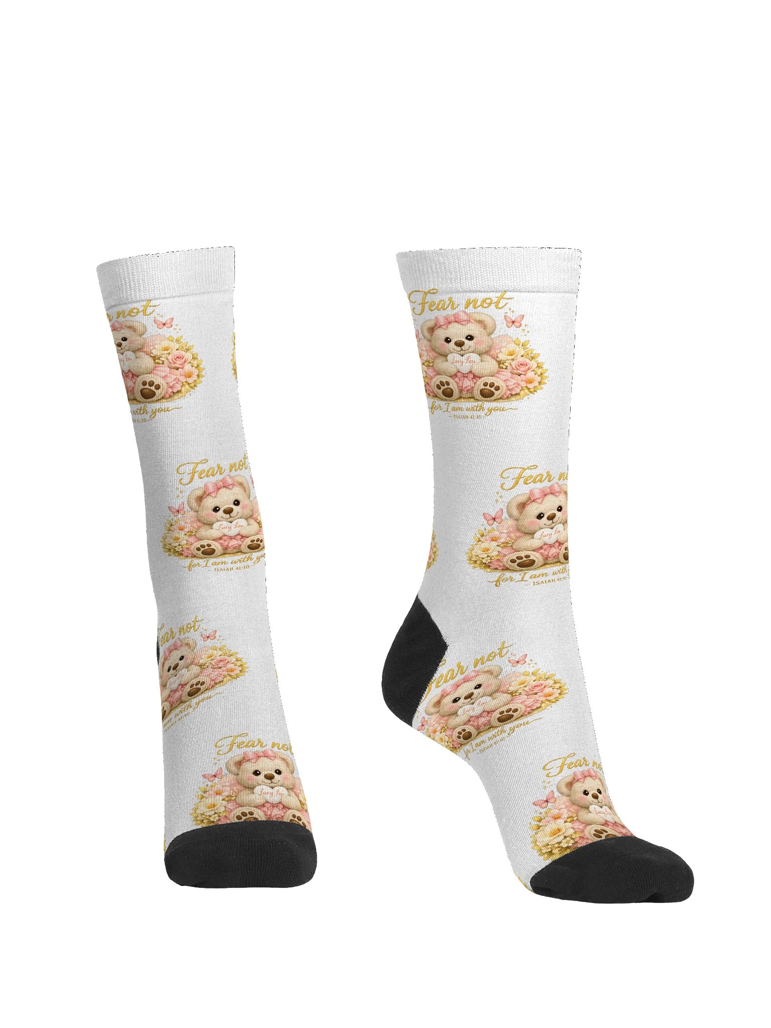 Cozy Faith Teddy Bear Crew Socks product image (2)