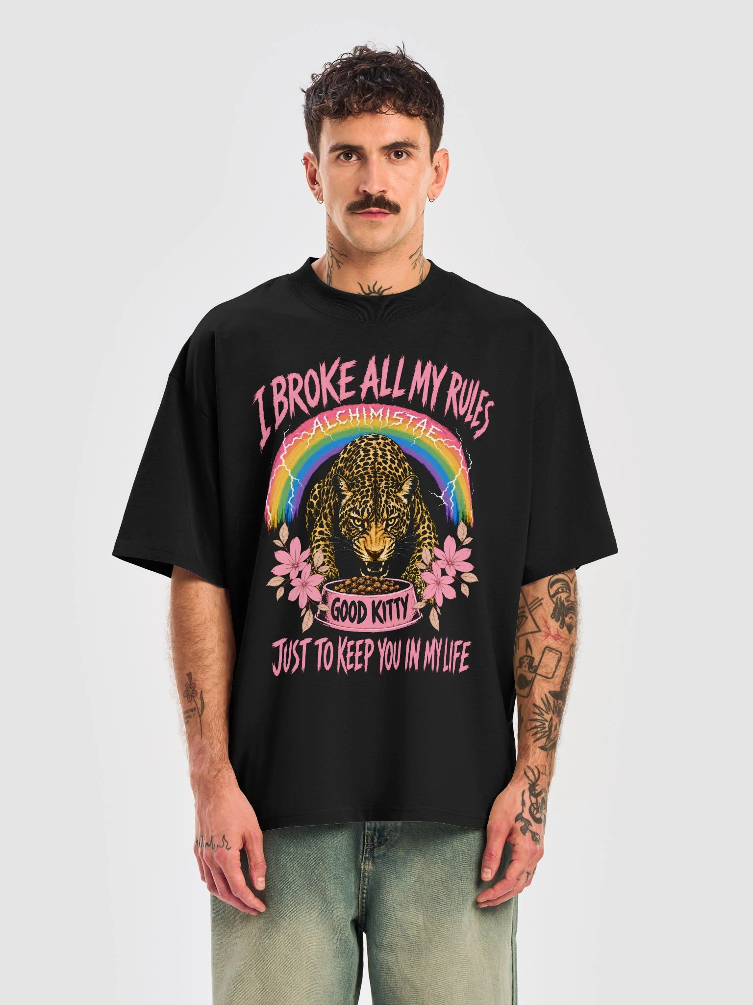 T-Shirt Unisex Oversize Coton Bio Poids Lourd - I BROKE ALL MY RULES product image (3)