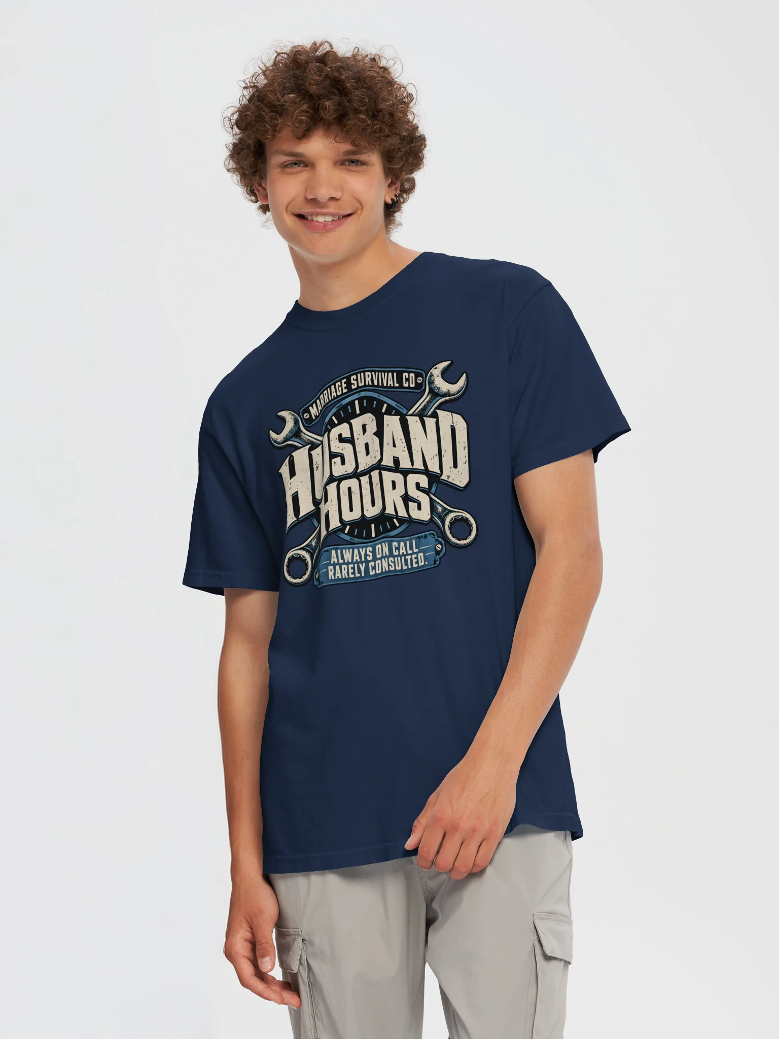 Husband Hours T-Shirt — Always On Call, Rarely Consulted | True Navy product image (5)