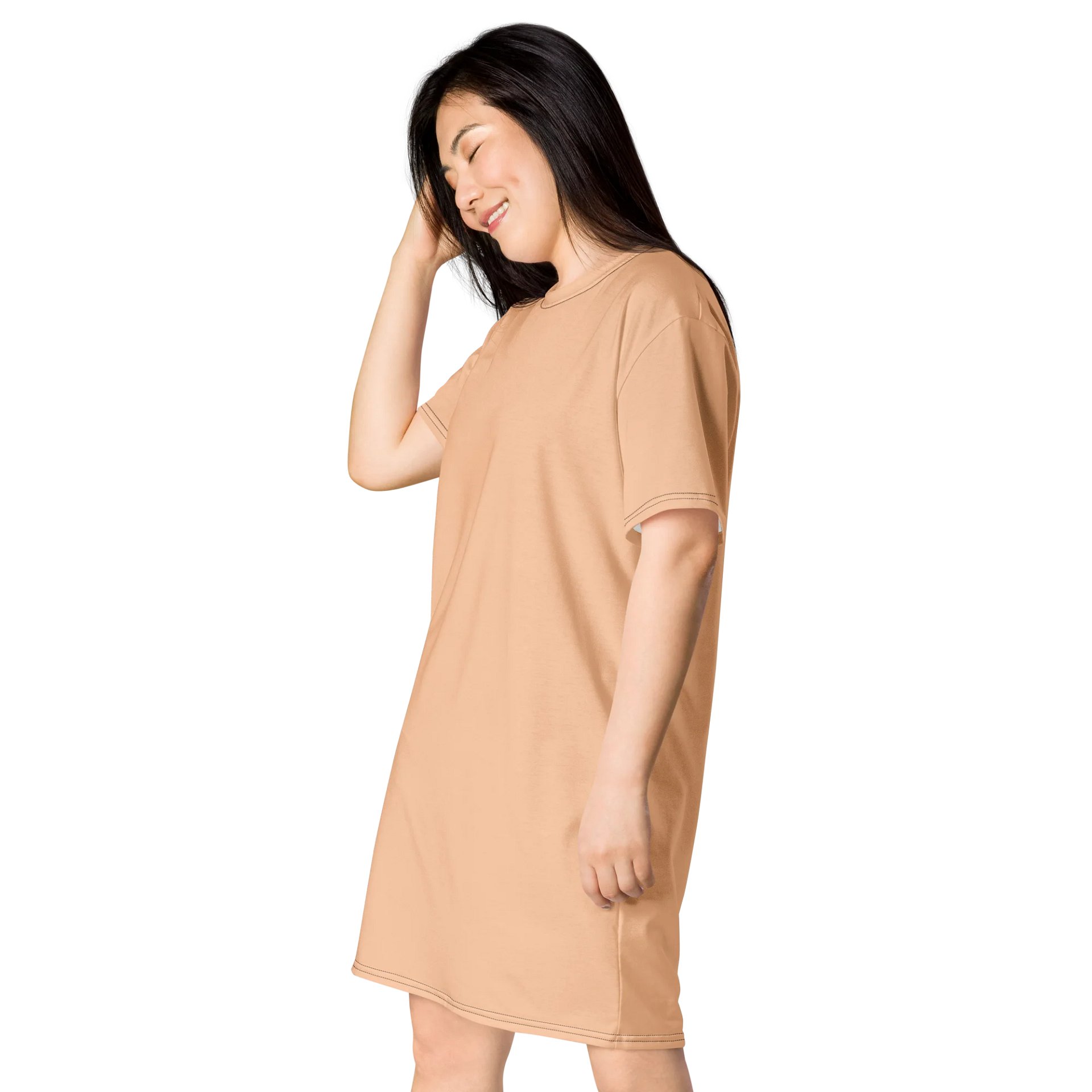 Peach Oversized T-Shirt Dress | Stretchy Fabric | Casual or Formal Style | Sizes 2XS-6XL | Exclusive Design product image (3)