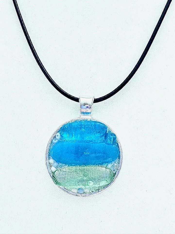 MFD-00206 | Coastal Calm Horizon Pendant Necklace | Handmade Glass Art Jewelry | Monique Faella Designs™ product image (1)