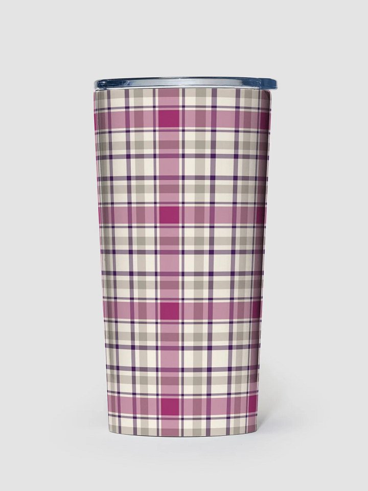 Magenta and Gray Plaid Travel Tumbler product image (2)