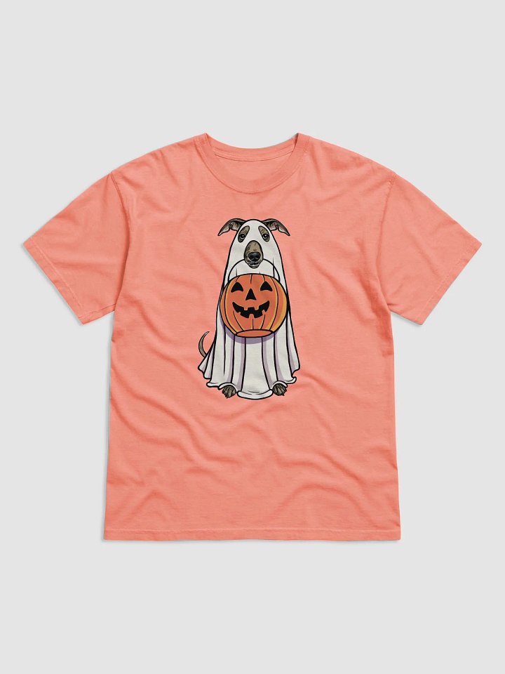 Funny Halloween Italian Greyhound(Blue Fawn) T-Shirt | Funny Iggy Wearing a Ghost Costume and Holding a Pumpkin Basket product image (1)