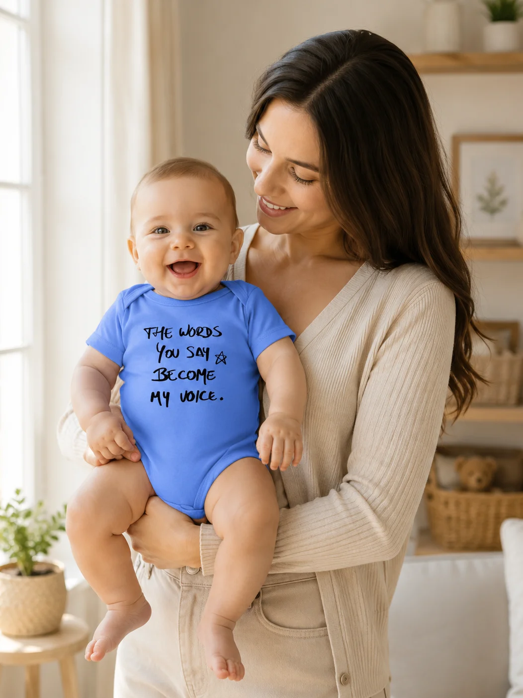 Conscious Parenting Baby Bodysuit, The Words You Say Become My Voice Onesie, Meaningful Baby Gift, Minimal Script Infant Outfit product image (15)