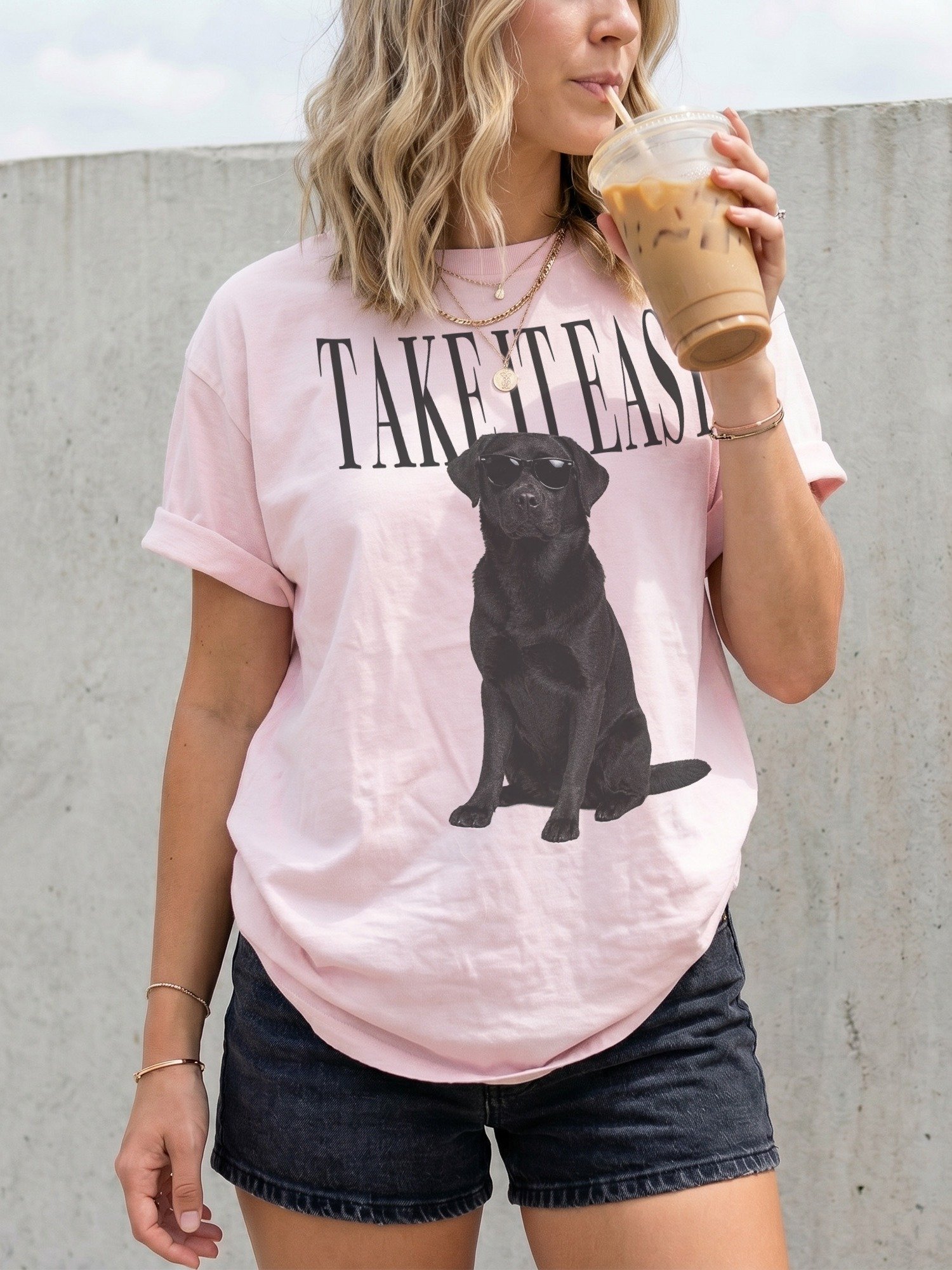 Take It Easy '90s Pop Vintage-Style T-Shirt for Labrador Retriever(Black) Lovers product image (2)