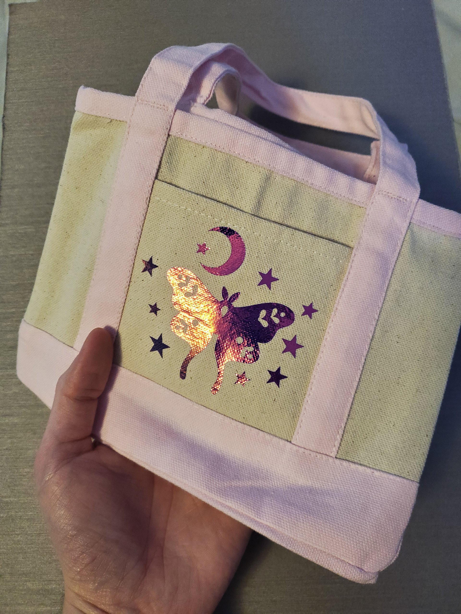 Moon Moth Mini Canvas Tote Bag product image (3)
